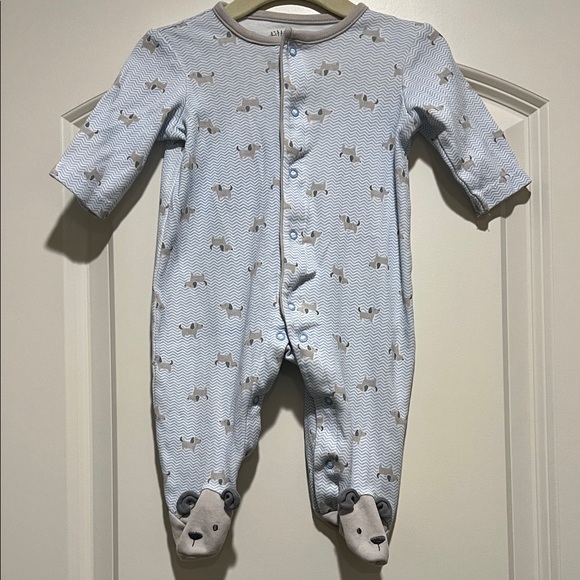 Little Me Other - Little Me | (3M) Soft Blue Baby One-Piece Footed Sleeper with Puppy Accents